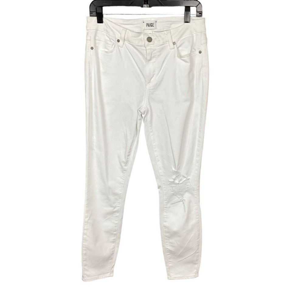 Paige Jeans Distressed White Denim Verdugo Ankle Zipper Closure Waist 30